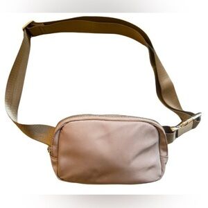 Tan Crossbody Bag with Gold Metal Details